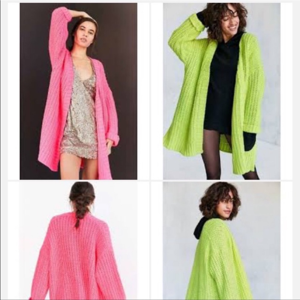 Silence + Noise Neon Pink Chunky Ally Cardigan Urban Outfitters - Picture 10 of 13